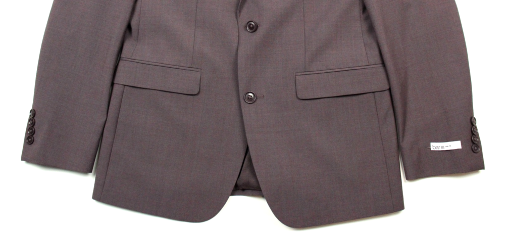 $425 Bar III Mens Plum Suit Jacket 38 L Slim Fit Wool Blend Stretch Two Button - Picture 7 of 9